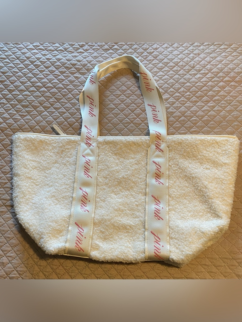 Pink vs Sherpa Tote with Pink Logo Straps